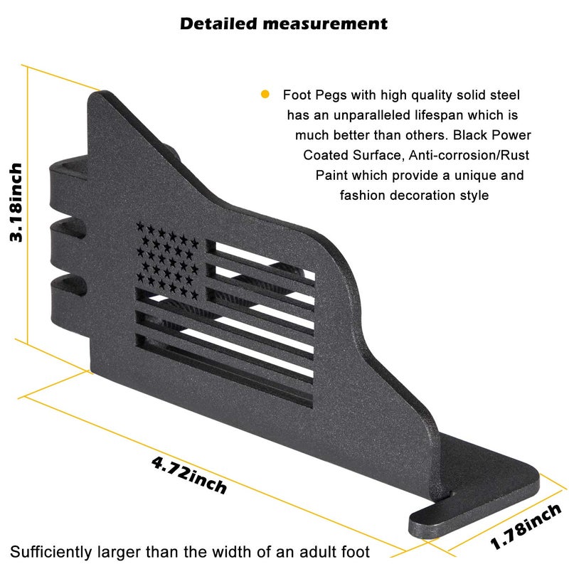Danti Door Foot Rest Pedals For Jeep Wrangler JK JL Gladiator JT 2007-2025, Exterior Door Hinge Mounted Pedal Set Fits Sport Sahara Freedom Rubicon Unlimited (black 2pcs) - Image 5